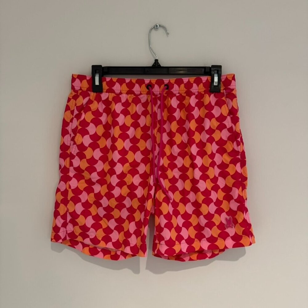 Psycho Bunny Orange and Pink Quick Dry Swim Shorts Size Small Like New